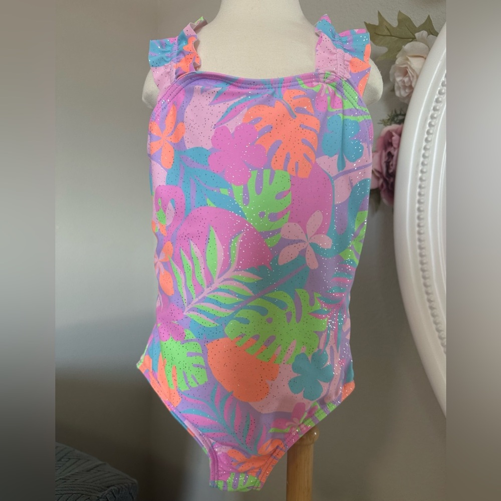 Girl One Piece Swimsuit - Multicolor Tropical